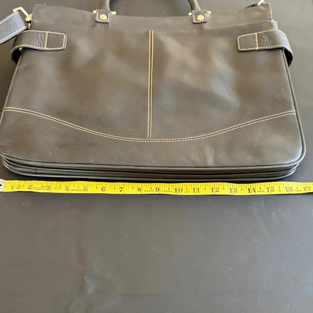 FranklinCovey Genuine Leather Briefcase Laptop Tote Purple Lined